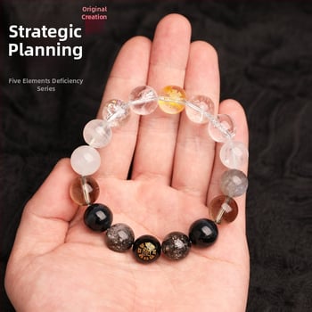 Гривна от Петте Елементи с кристали — унисекс, полирани естествени кристални камъни, Spring 2025, марка Sincerity Stone