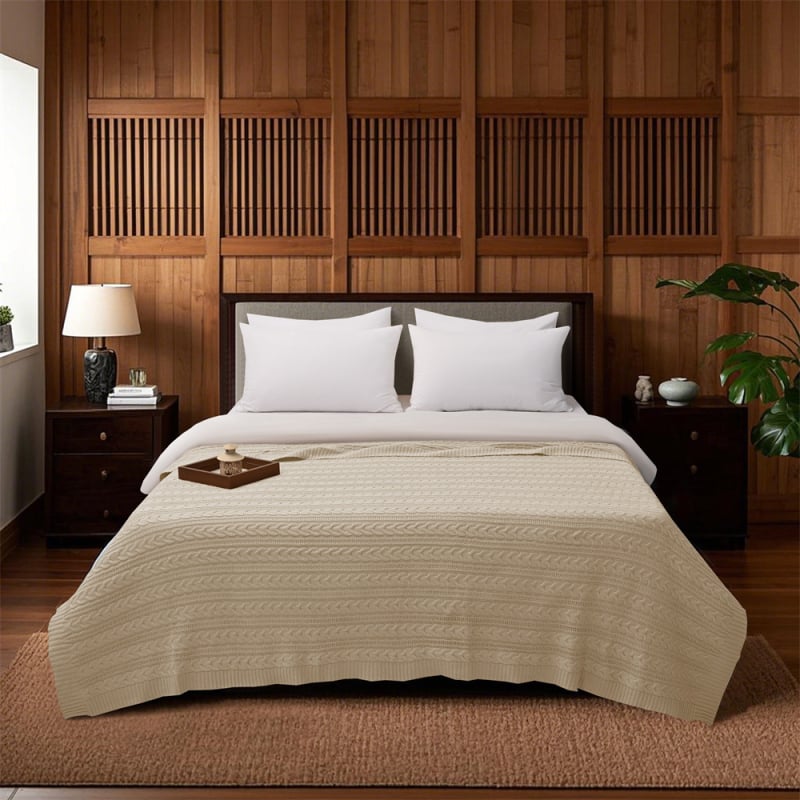 Βαμβακερή πλεκτή κουβέρτα για καναπέ και κρεβάτι - προσαρμοσμένη, φθινοπωρινό-χειμερινό, ομοιογενές μοτίβο (Βαμβάκι; Κάτω από 300 g; Φθινοπωρινό-χειμερινό; Ομοιογενές μοτίβο; Διαθέσιμη εξατομίκευση)