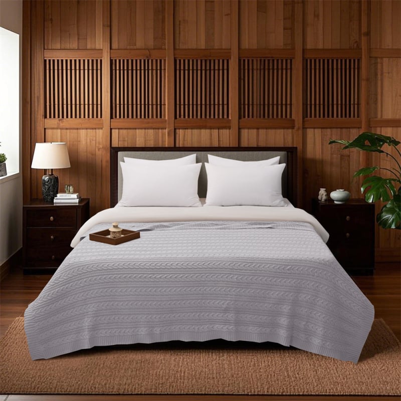 Βαμβακερή πλεκτή κουβέρτα για καναπέ και κρεβάτι - προσαρμοσμένη, φθινοπωρινό-χειμερινό, ομοιογενές μοτίβο (Βαμβάκι; Κάτω από 300 g; Φθινοπωρινό-χειμερινό; Ομοιογενές μοτίβο; Διαθέσιμη εξατομίκευση)