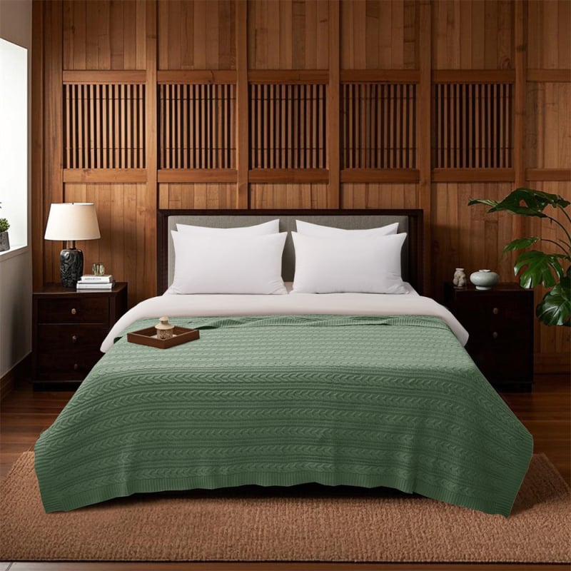 Βαμβακερή πλεκτή κουβέρτα για καναπέ και κρεβάτι - προσαρμοσμένη, φθινοπωρινό-χειμερινό, ομοιογενές μοτίβο (Βαμβάκι; Κάτω από 300 g; Φθινοπωρινό-χειμερινό; Ομοιογενές μοτίβο; Διαθέσιμη εξατομίκευση)