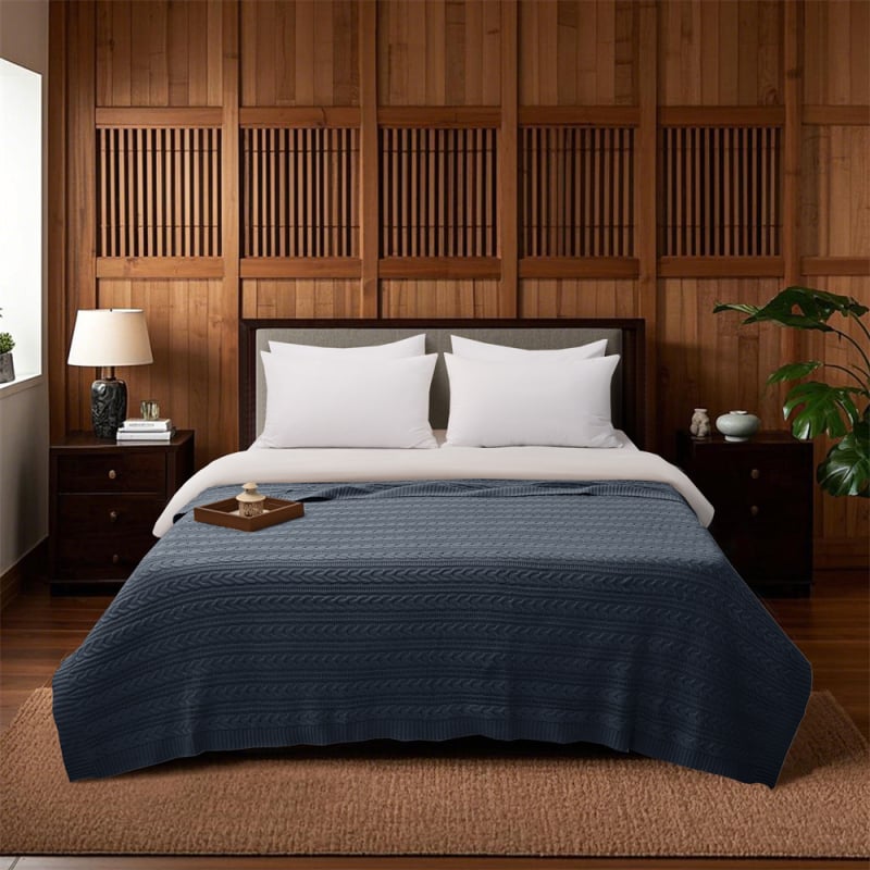 Βαμβακερή πλεκτή κουβέρτα για καναπέ και κρεβάτι - προσαρμοσμένη, φθινοπωρινό-χειμερινό, ομοιογενές μοτίβο (Βαμβάκι; Κάτω από 300 g; Φθινοπωρινό-χειμερινό; Ομοιογενές μοτίβο; Διαθέσιμη εξατομίκευση)