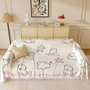 Waffle textúrájú kanapévédő | macska karmolás elleni védelem, teljes fedés, csúszásmentes, univerzális minden évszakra; Anyag: pamut és len; Minta: geometriai, rajzfilm, aranyos állatok; Alkalmas moduláris kanapéhoz; Stílus: rajzfilm; Testreszabás elérhető