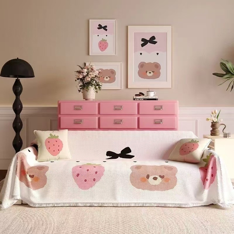 Waffle textúrájú kanapévédő | macska karmolás elleni védelem, teljes fedés, csúszásmentes, univerzális minden évszakra; Anyag: pamut és len; Minta: geometriai, rajzfilm, aranyos állatok; Alkalmas moduláris kanapéhoz; Stílus: rajzfilm; Testreszabás elérhető