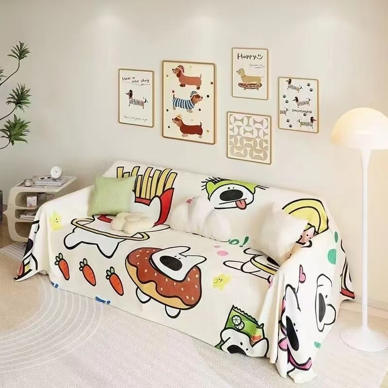 Waffle textúrájú kanapévédő | macska karmolás elleni védelem, teljes fedés, csúszásmentes, univerzális minden évszakra; Anyag: pamut és len; Minta: geometriai, rajzfilm, aranyos állatok; Alkalmas moduláris kanapéhoz; Stílus: rajzfilm; Testreszabás elérhető