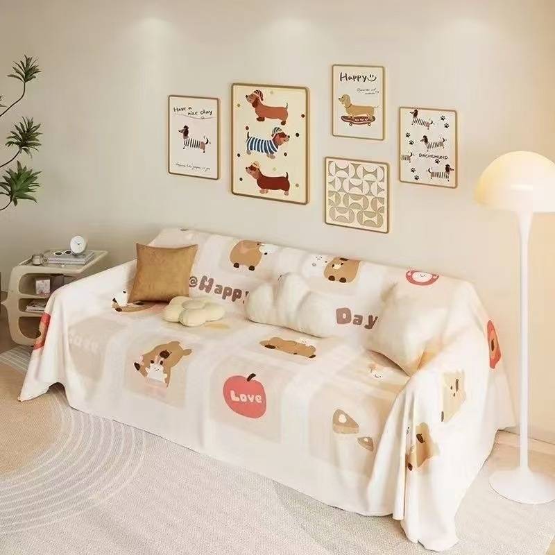 Waffle textúrájú kanapévédő | macska karmolás elleni védelem, teljes fedés, csúszásmentes, univerzális minden évszakra; Anyag: pamut és len; Minta: geometriai, rajzfilm, aranyos állatok; Alkalmas moduláris kanapéhoz; Stílus: rajzfilm; Testreszabás elérhető