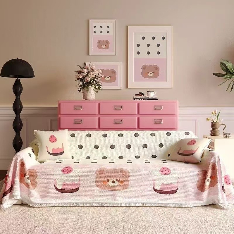 Waffle textúrájú kanapévédő | macska karmolás elleni védelem, teljes fedés, csúszásmentes, univerzális minden évszakra; Anyag: pamut és len; Minta: geometriai, rajzfilm, aranyos állatok; Alkalmas moduláris kanapéhoz; Stílus: rajzfilm; Testreszabás elérhető