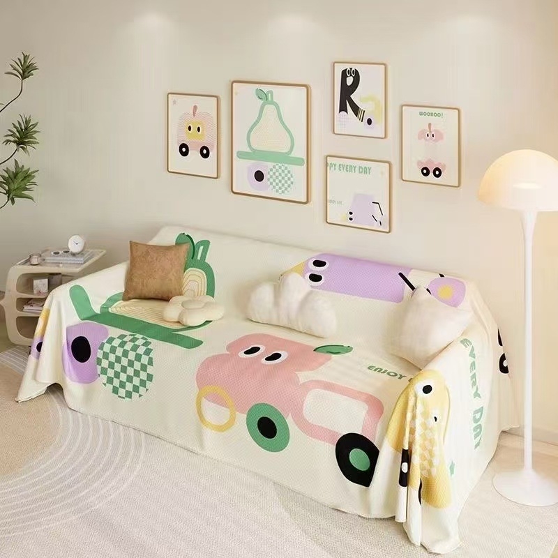 Waffle textúrájú kanapévédő | macska karmolás elleni védelem, teljes fedés, csúszásmentes, univerzális minden évszakra; Anyag: pamut és len; Minta: geometriai, rajzfilm, aranyos állatok; Alkalmas moduláris kanapéhoz; Stílus: rajzfilm; Testreszabás elérhető