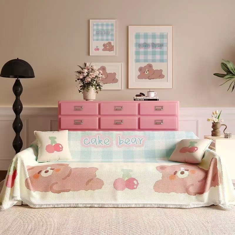 Waffle textúrájú kanapévédő | macska karmolás elleni védelem, teljes fedés, csúszásmentes, univerzális minden évszakra; Anyag: pamut és len; Minta: geometriai, rajzfilm, aranyos állatok; Alkalmas moduláris kanapéhoz; Stílus: rajzfilm; Testreszabás elérhető