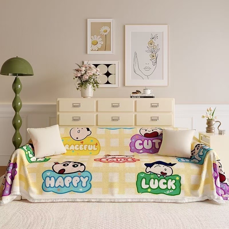 Waffle textúrájú kanapévédő | macska karmolás elleni védelem, teljes fedés, csúszásmentes, univerzális minden évszakra; Anyag: pamut és len; Minta: geometriai, rajzfilm, aranyos állatok; Alkalmas moduláris kanapéhoz; Stílus: rajzfilm; Testreszabás elérhető