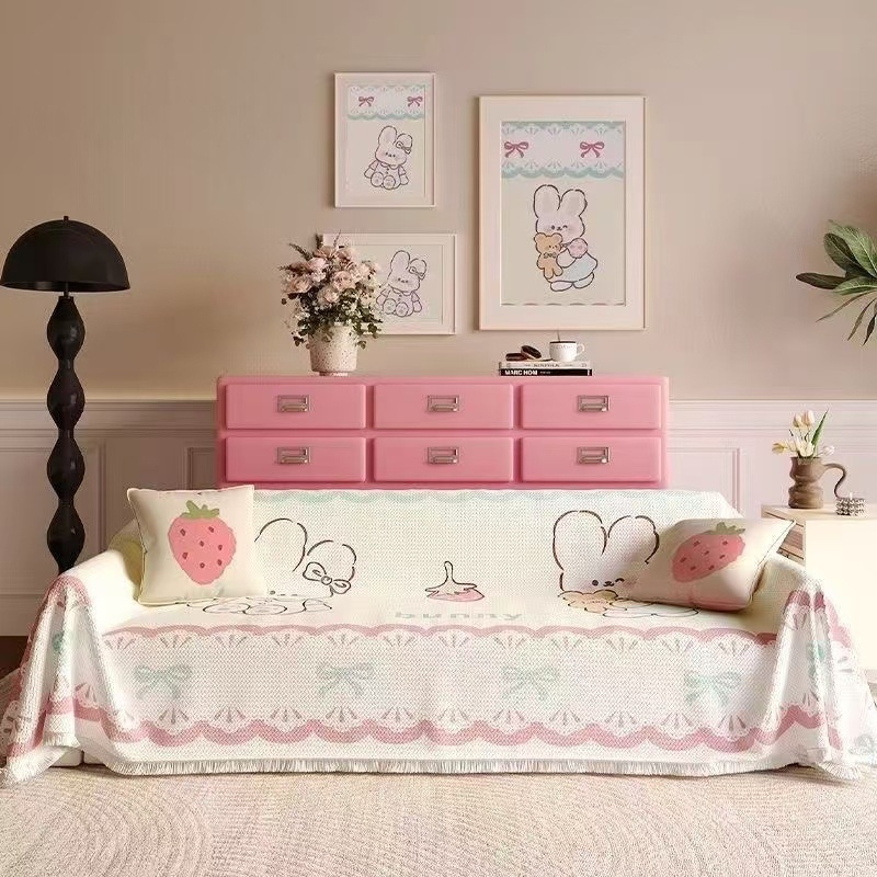 Waffle textúrájú kanapévédő | macska karmolás elleni védelem, teljes fedés, csúszásmentes, univerzális minden évszakra; Anyag: pamut és len; Minta: geometriai, rajzfilm, aranyos állatok; Alkalmas moduláris kanapéhoz; Stílus: rajzfilm; Testreszabás elérhető