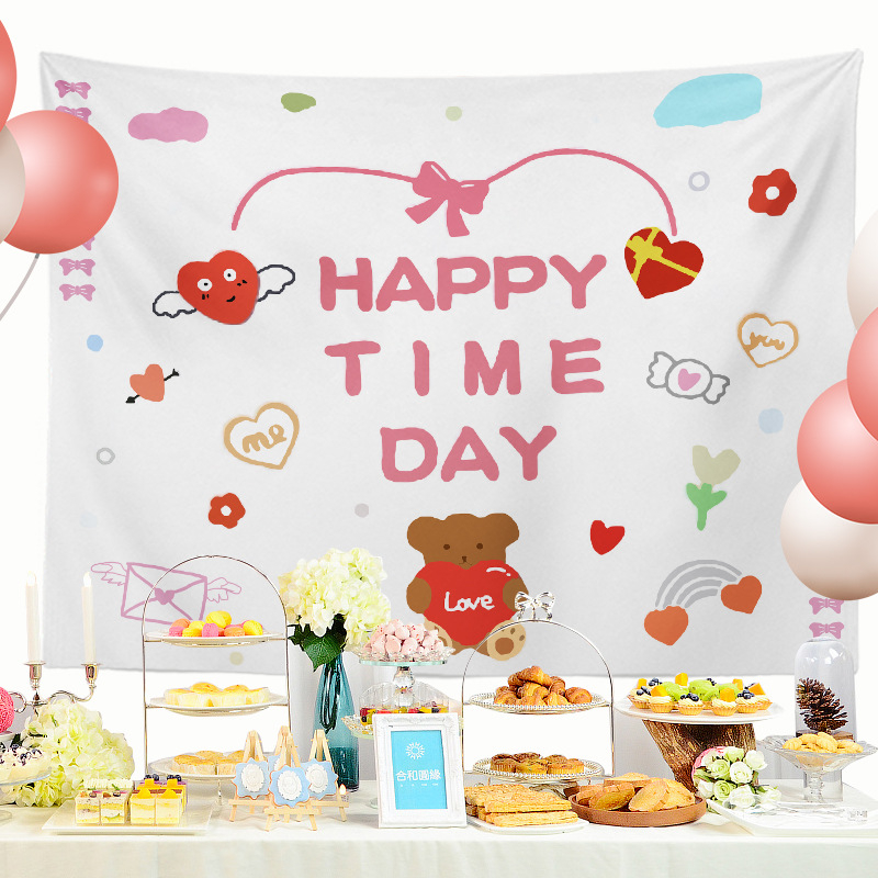 Гоблен за рожден ден – правоъгълна детска декорация, полиестер, мотив карикатура/аниме, дигитален термотрансферен печат