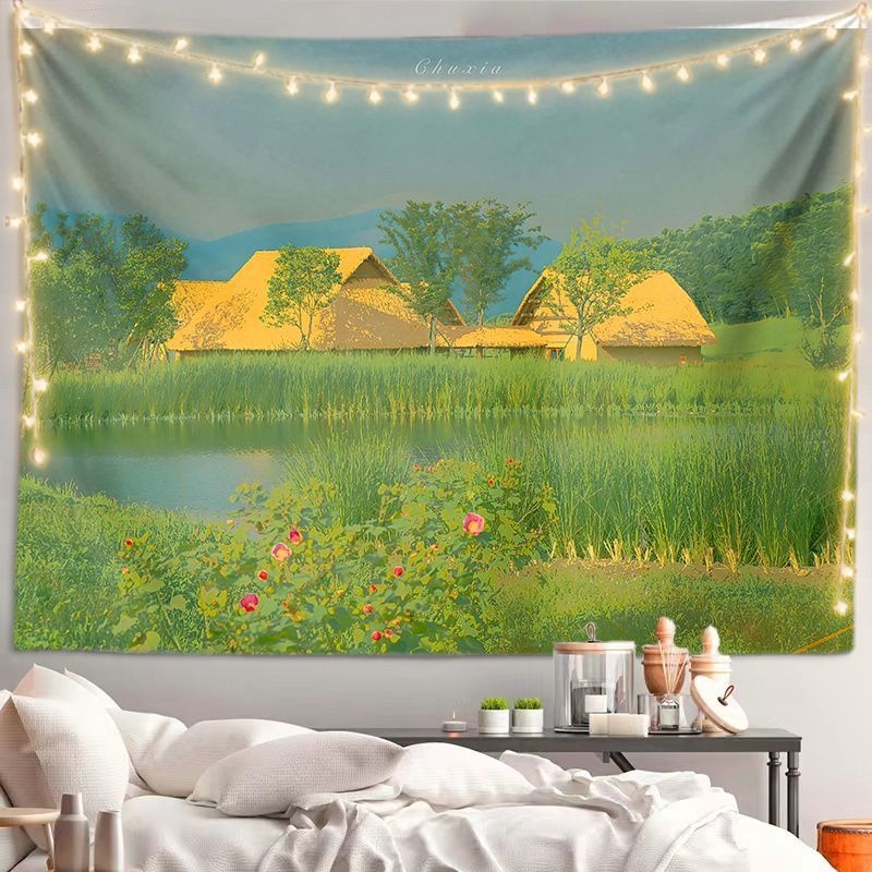 Tapestry – сценичен пейзаж, пасторален стил, плюшена тъкан с 30–40% памук за дневна