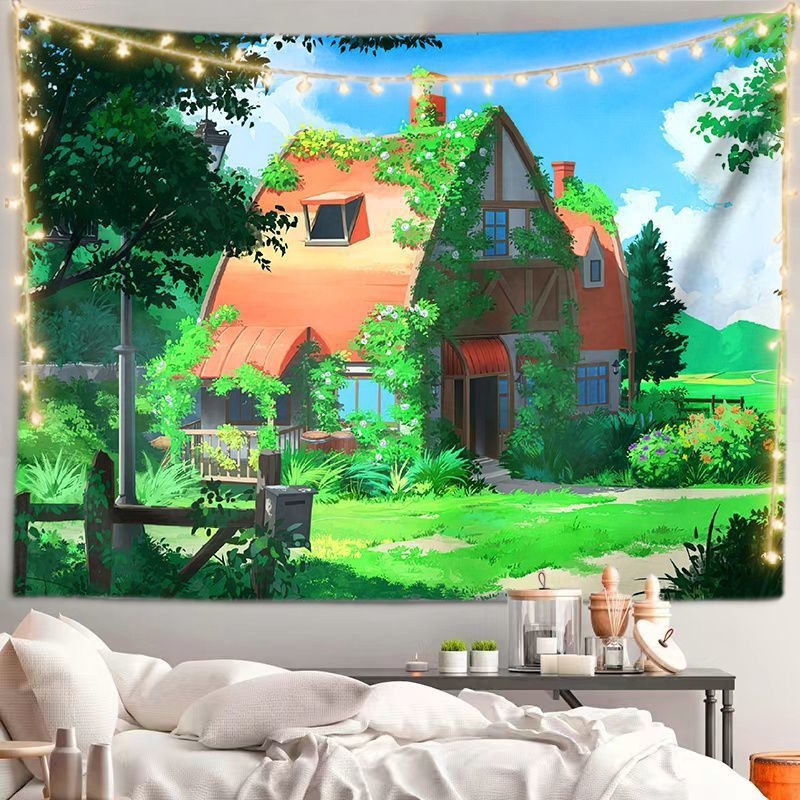Tapestry – сценичен пейзаж, пасторален стил, плюшена тъкан с 30–40% памук за дневна