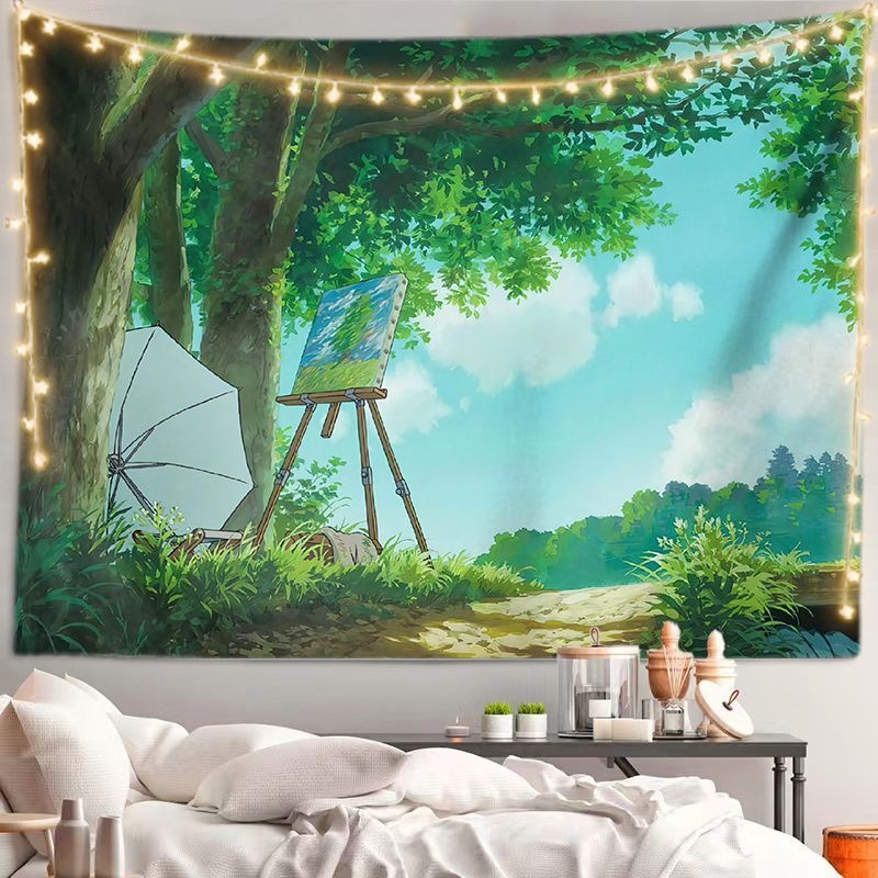 Tapestry – сценичен пейзаж, пасторален стил, плюшена тъкан с 30–40% памук за дневна