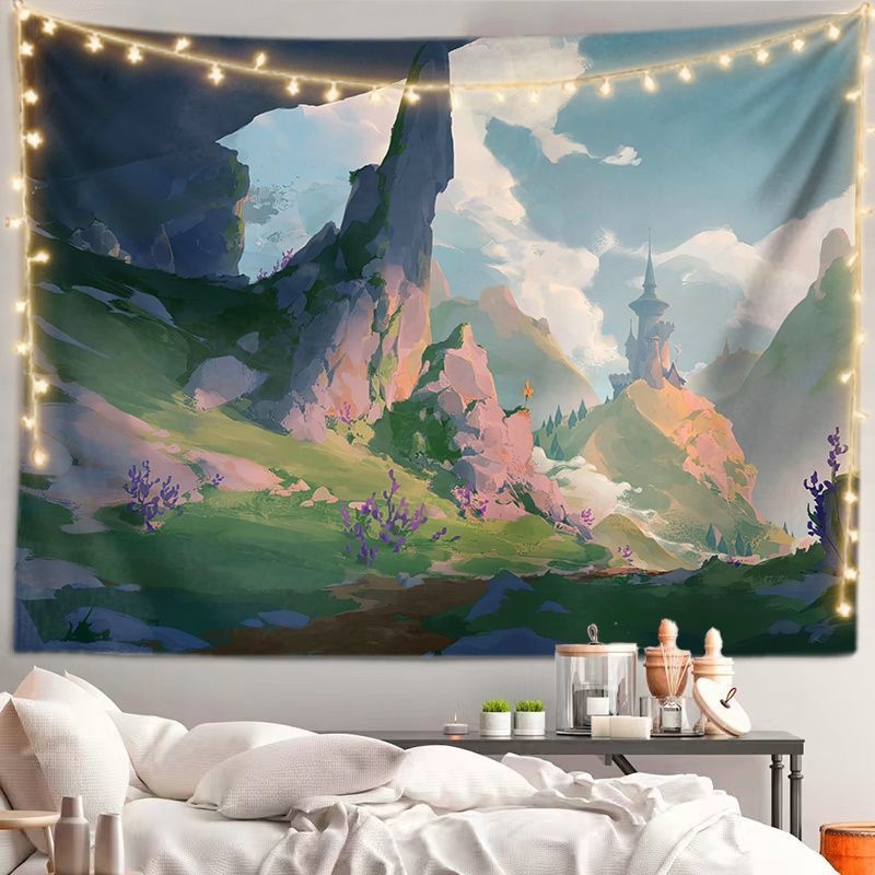 Tapestry – сценичен пейзаж, пасторален стил, плюшена тъкан с 30–40% памук за дневна