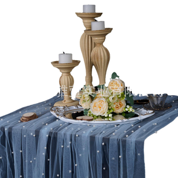 Runner de masă Boem cu dantelă și tull perlat, 100% poliester, fibră de poliester; personalizabil; potrivit pentru sufragerie, birou, exterior, restaurant, cameră a copiilor