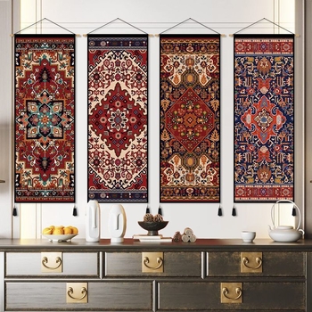 Гоблен за стена: етно стил с марокански мотиви; Материал: Tencel (Lyocell); Основна тъкан: 100% памук; Нетъкан текстил; Ръчно пране.