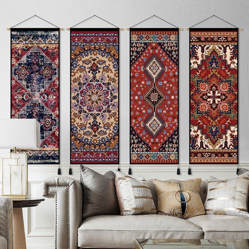 Гоблен за стена: етно стил с марокански мотиви; Материал: Tencel (Lyocell); Основна тъкан: 100% памук; Нетъкан текстил; Ръчно пране.