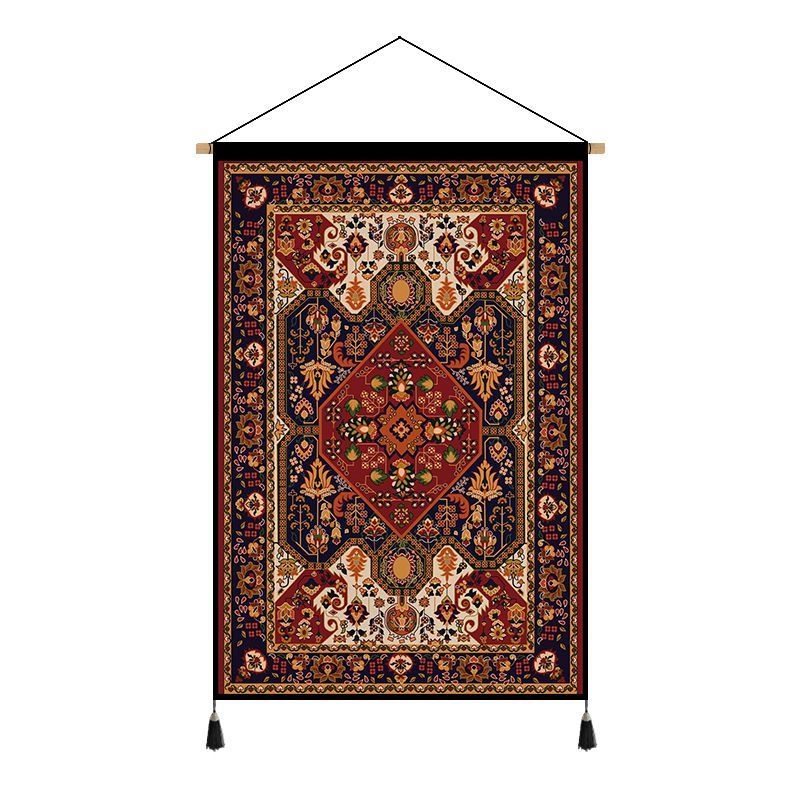 Гоблен за стена: етно стил с марокански мотиви; Материал: Tencel (Lyocell); Основна тъкан: 100% памук; Нетъкан текстил; Ръчно пране.