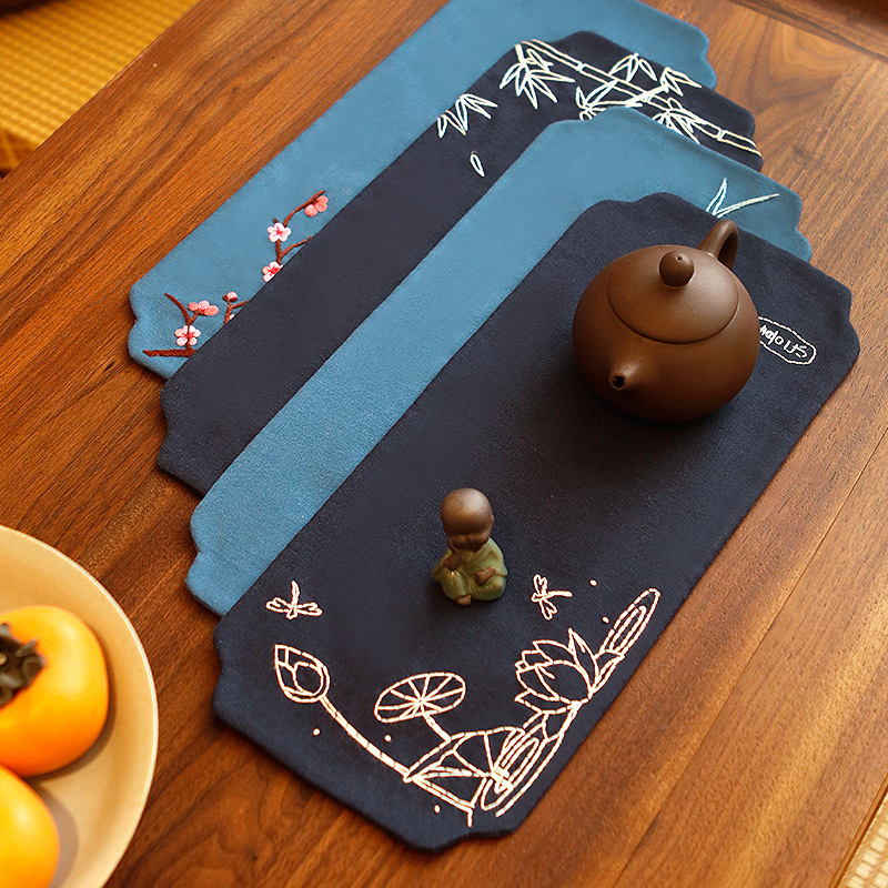 DIY set za lanenu podmetač za čaj – Novi kineski stil vezenja, početni materijal, 3D dizajn podmetača za čaj