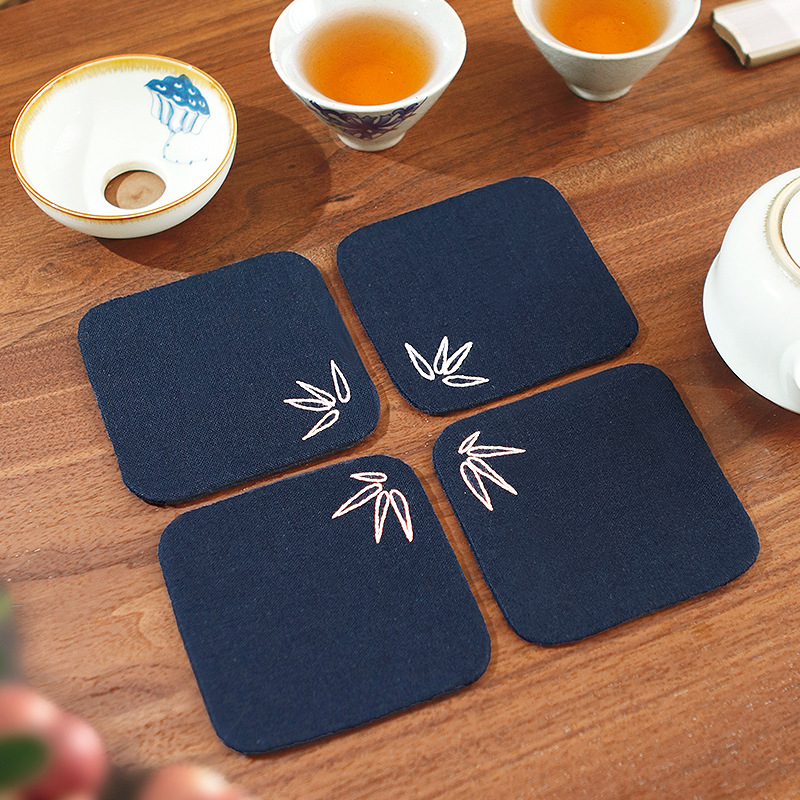 DIY set za lanenu podmetač za čaj – Novi kineski stil vezenja, početni materijal, 3D dizajn podmetača za čaj