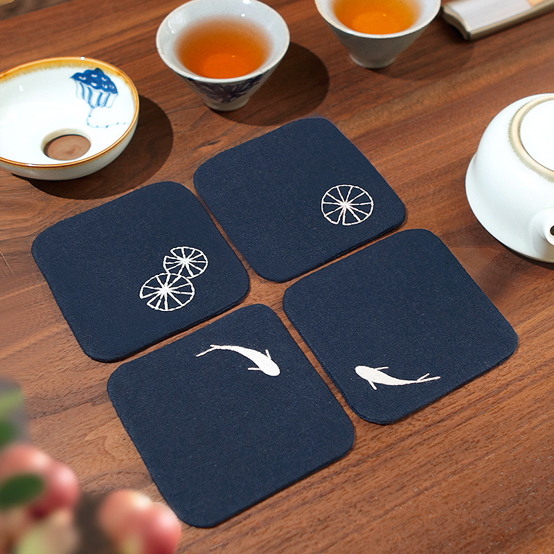 DIY set za lanenu podmetač za čaj – Novi kineski stil vezenja, početni materijal, 3D dizajn podmetača za čaj