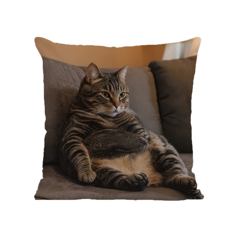 Párnahuzat – kolibri-hibiszkusz-wolf- és macska mintázat (rövid plüss; Nordic sorozat; nappali)