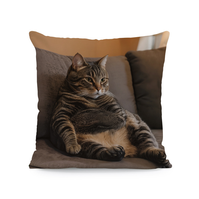 Párnahuzat – kolibri-hibiszkusz-wolf- és macska mintázat (rövid plüss; Nordic sorozat; nappali)