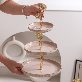 Керамична многоетажна плодова чиния, скандинавски прост стил, домашна декорация за дневната