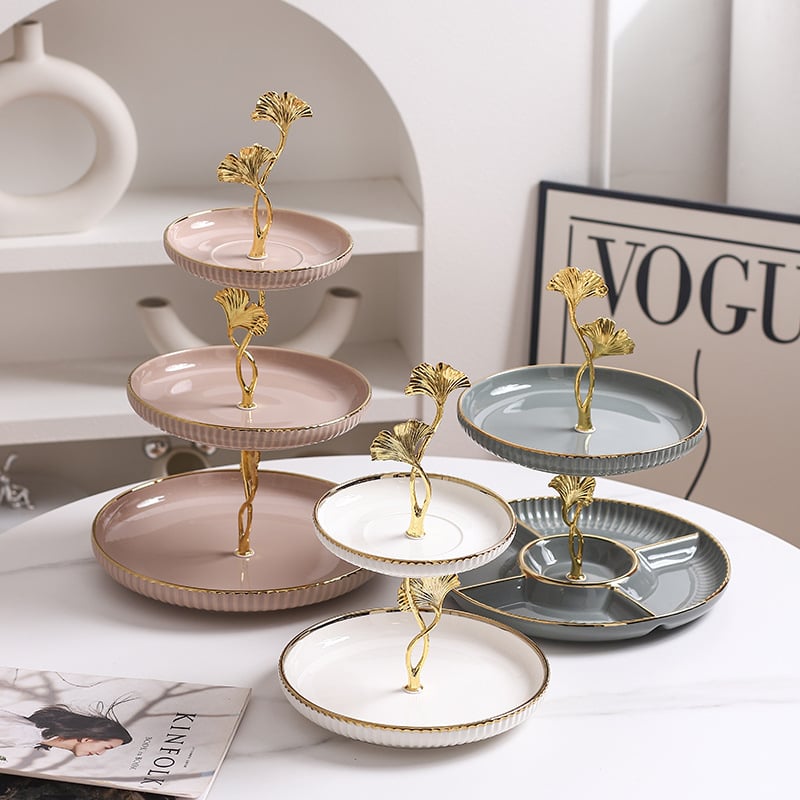 Керамична многоетажна плодова чиния, скандинавски прост стил, домашна декорация за дневната