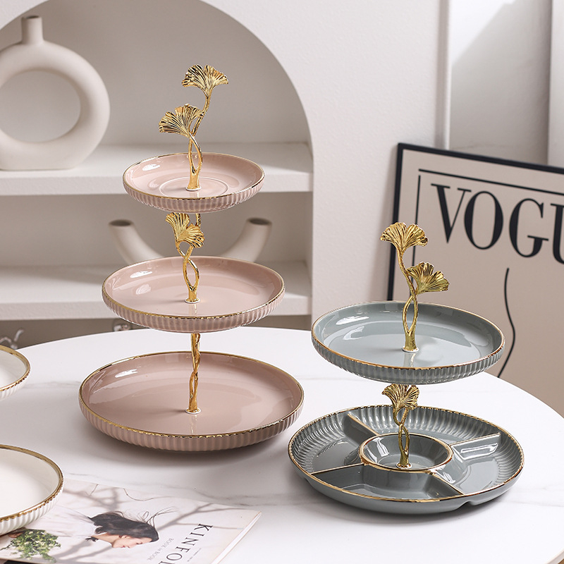 Керамична многоетажна плодова чиния, скандинавски прост стил, домашна декорация за дневната
