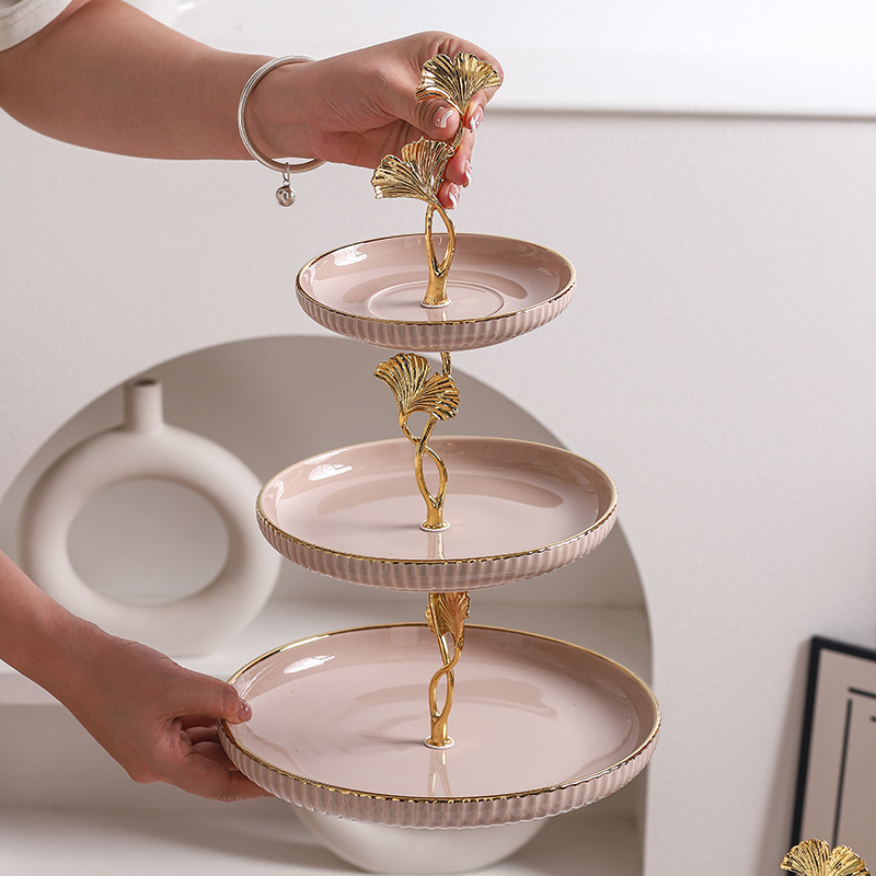 Керамична многоетажна плодова чиния, скандинавски прост стил, домашна декорация за дневната