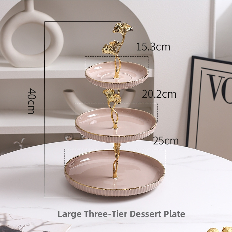 Керамична многоетажна плодова чиния, скандинавски прост стил, домашна декорация за дневната