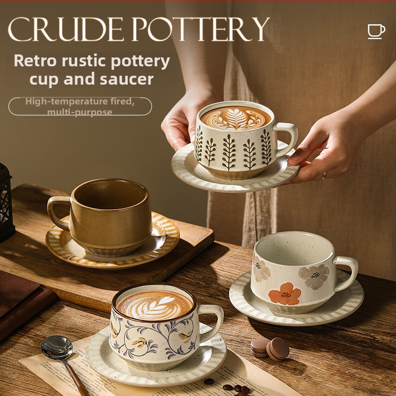 Keraamiline kohvitass, retro-stiil, lillemustriga, mikrolaineahjus kasutatav, logotüübi personaliseerimise võimalus