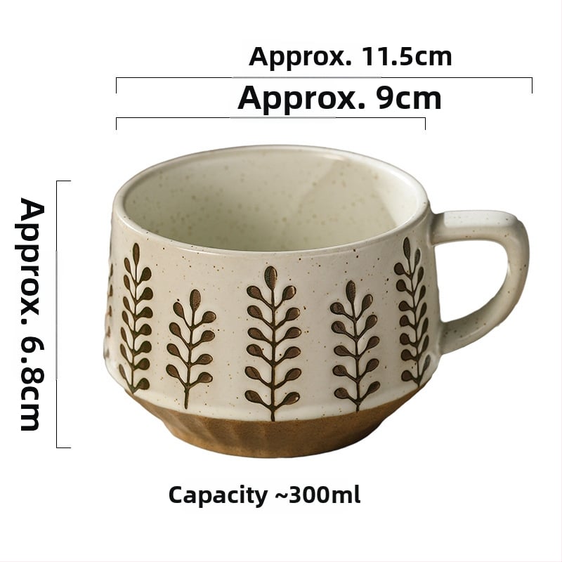 Keraamiline kohvitass, retro-stiil, lillemustriga, mikrolaineahjus kasutatav, logotüübi personaliseerimise võimalus