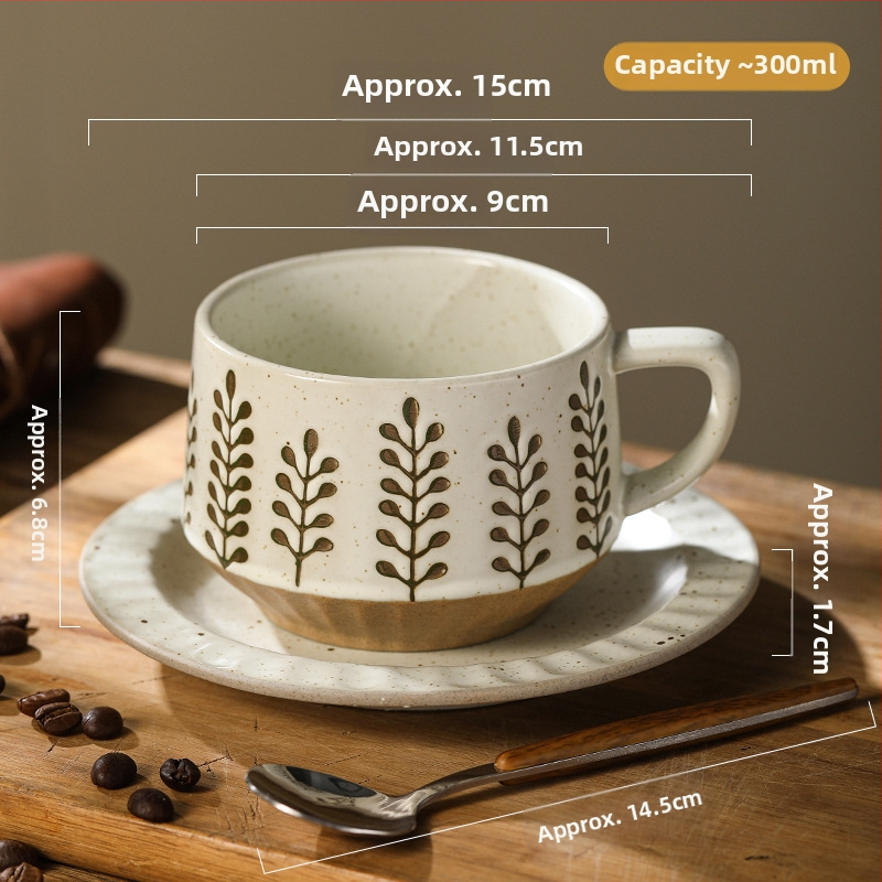 Keraamiline kohvitass, retro-stiil, lillemustriga, mikrolaineahjus kasutatav, logotüübi personaliseerimise võimalus