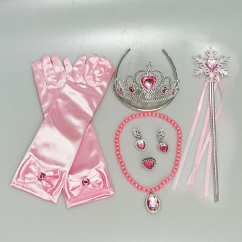 Princesės drabužių priedų rinkinys: karūna, magijos lazdelė ir pirštinės; citrino kristalai, plastikas/ derva