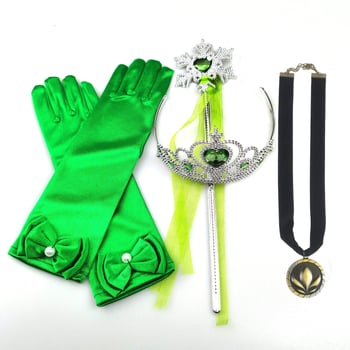 Princesės drabužių priedų rinkinys: karūna, magijos lazdelė ir pirštinės; citrino kristalai, plastikas/ derva