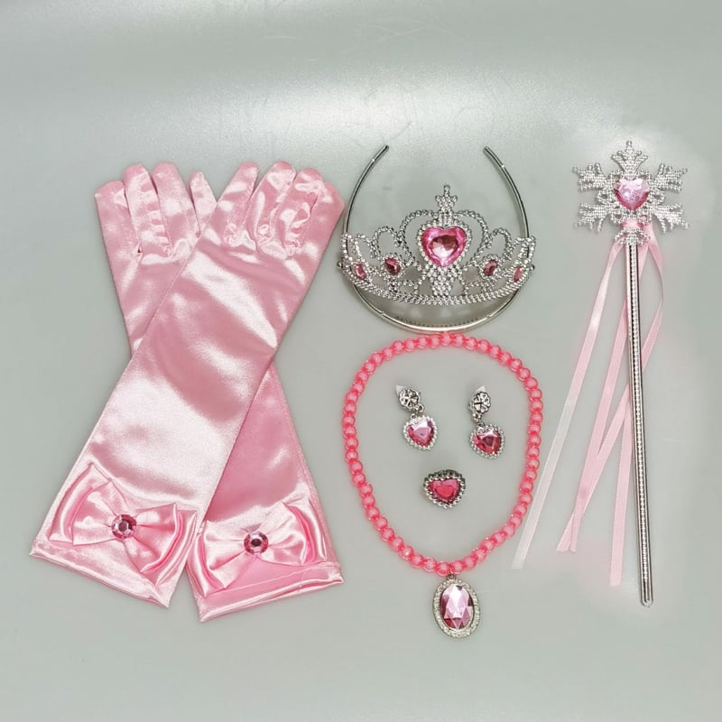 Princesės drabužių priedų rinkinys: karūna, magijos lazdelė ir pirštinės; citrino kristalai, plastikas/ derva