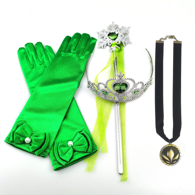 Princesės drabužių priedų rinkinys: karūna, magijos lazdelė ir pirštinės; citrino kristalai, plastikas/ derva