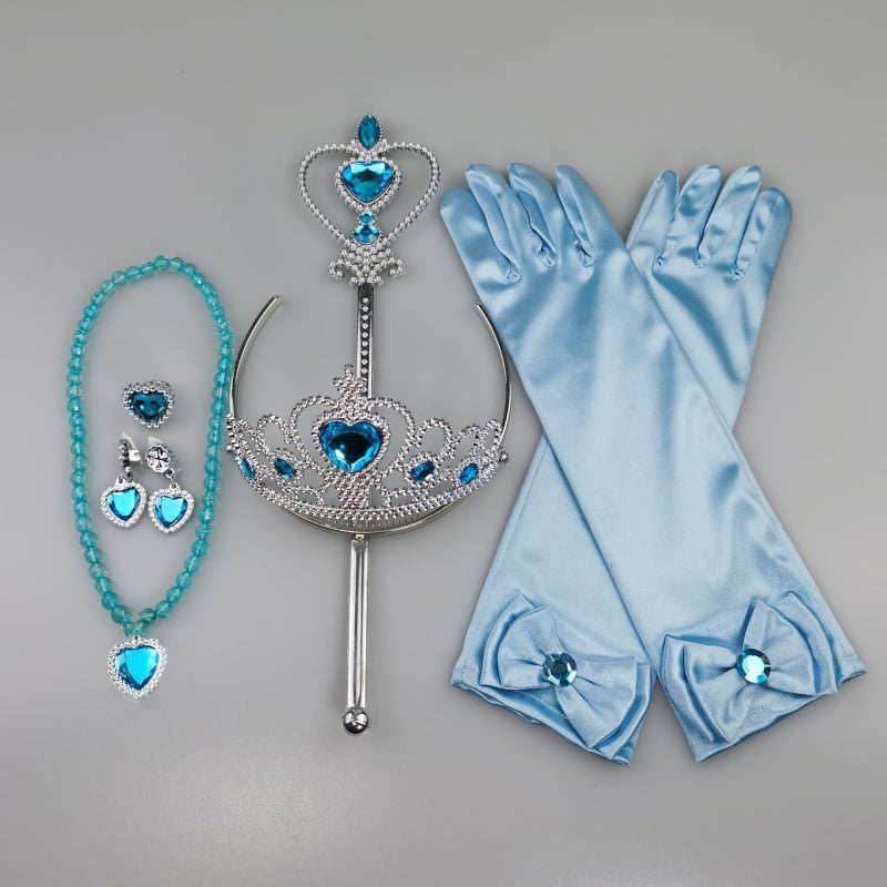 Princesės drabužių priedų rinkinys: karūna, magijos lazdelė ir pirštinės; citrino kristalai, plastikas/ derva