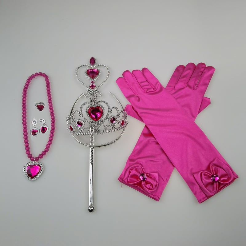 Princesės drabužių priedų rinkinys: karūna, magijos lazdelė ir pirštinės; citrino kristalai, plastikas/ derva