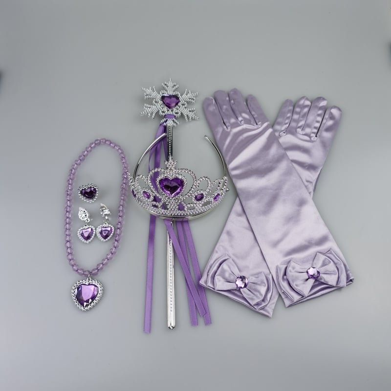 Princesės drabužių priedų rinkinys: karūna, magijos lazdelė ir pirštinės; citrino kristalai, plastikas/ derva