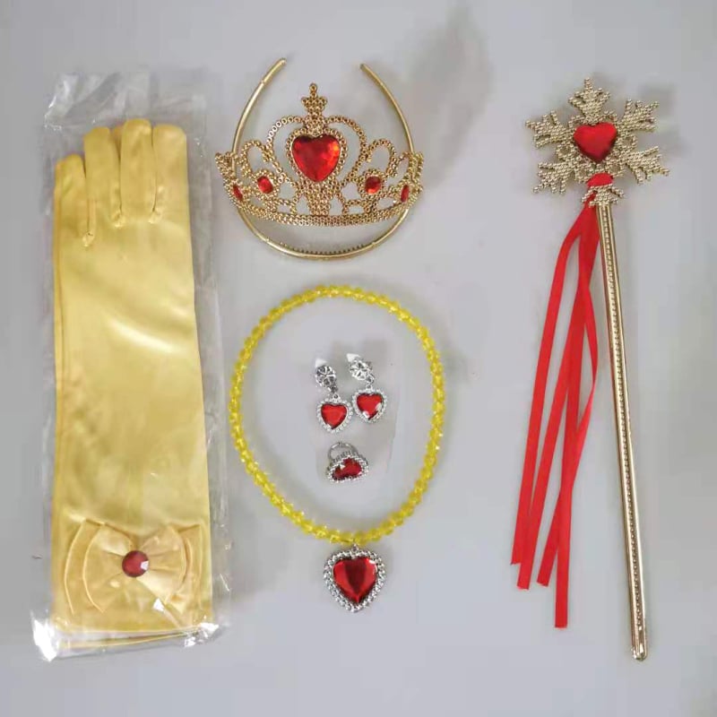 Princesės drabužių priedų rinkinys: karūna, magijos lazdelė ir pirštinės; citrino kristalai, plastikas/ derva