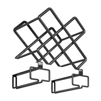 Διακοσμητική βάση κρασιού με ρομβοειδές πλέγμα, επιτραπέζιο μπαρ, κεκλιμένη προβολή, μεταλλική κατασκευή, στυλ ελαφριάς πολυτέλειας.