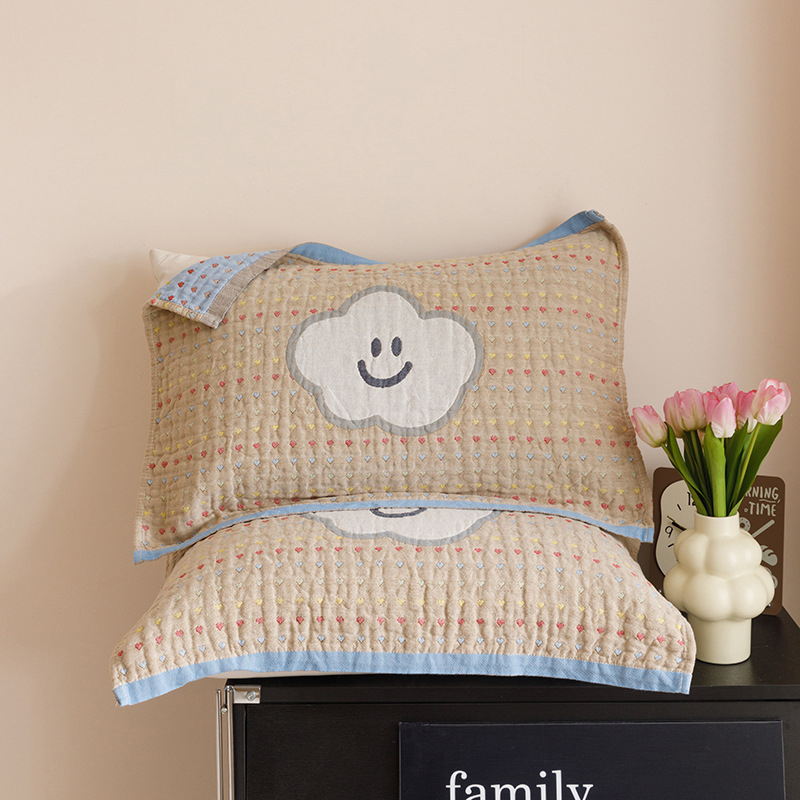 Памучни марлеви възглавнични кърпи (пакет от две) – четири слоя, чувствителни към кожата, дишащи, детска анимационна тема