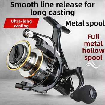 Täismetallkorpusega spinniirull, sügav spole, eesmine pidur, pööratav käepide vasakule või paremale, sobib mere- ja kaljuribale