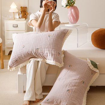 Két darab párnahuzat – Koreai csipkés géz, 100% pamut, prémium, egész éves használatra, hajolaj elleni védelem