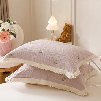 Két darab párnahuzat – Koreai csipkés géz, 100% pamut, prémium, egész éves használatra, hajolaj elleni védelem