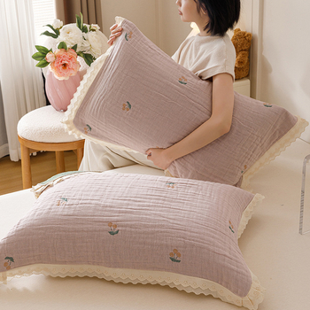 Két darab párnahuzat – Koreai csipkés géz, 100% pamut, prémium, egész éves használatra, hajolaj elleni védelem